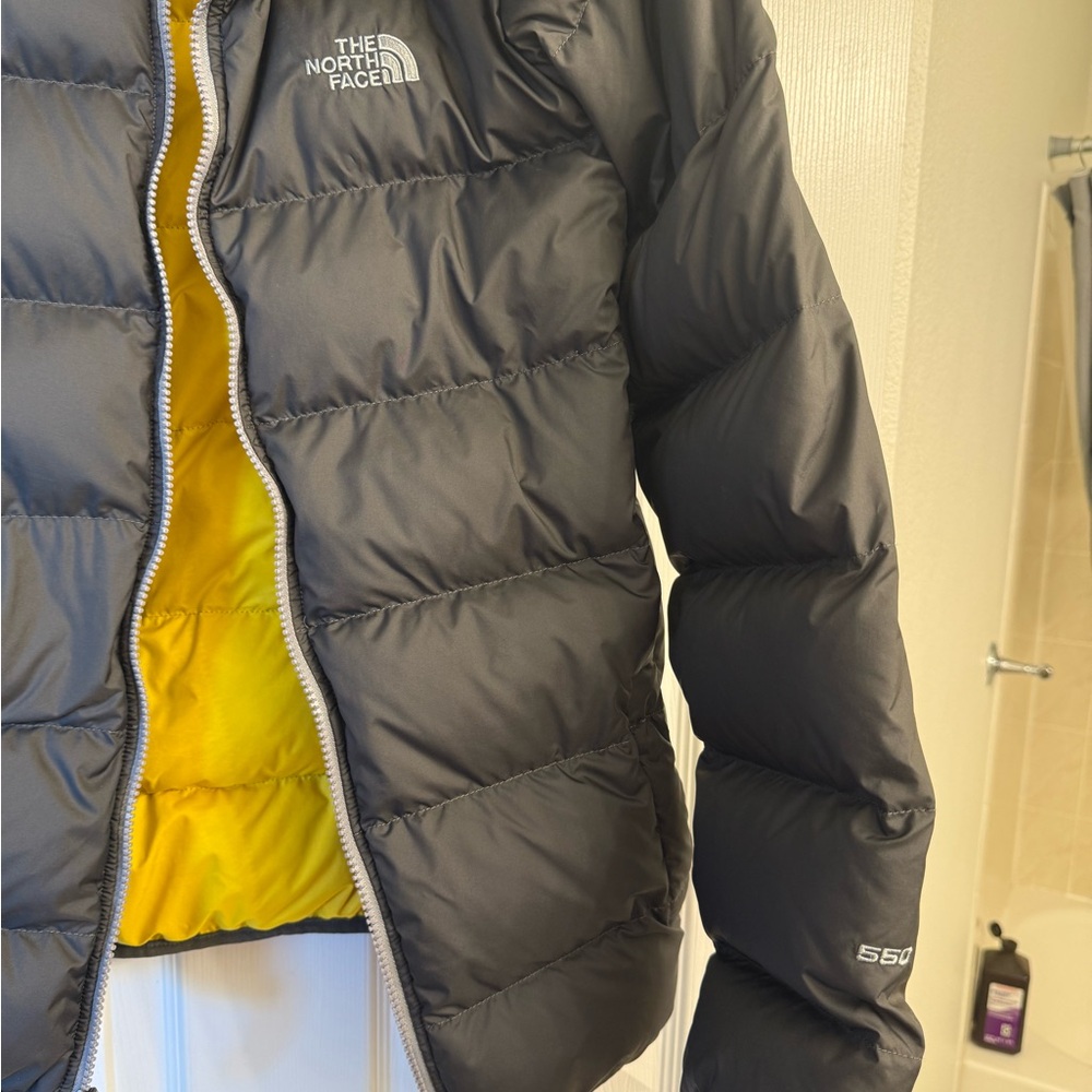 The North Face Andes Down Jacket Youth XL Gray 550 Fill Insulated Full Zip Puff - Picture 4 of 9